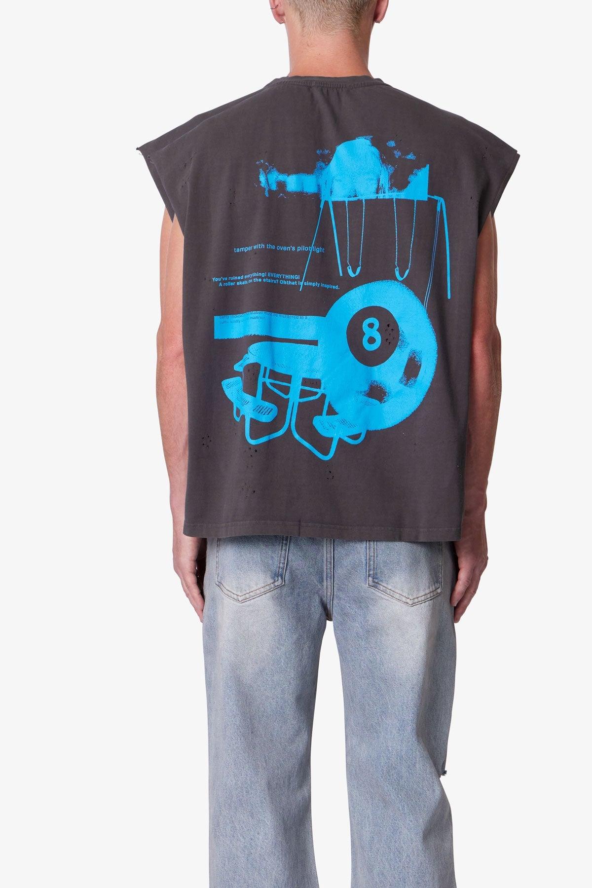 Distressed Sleeveless Tank - Washed Black Product Image