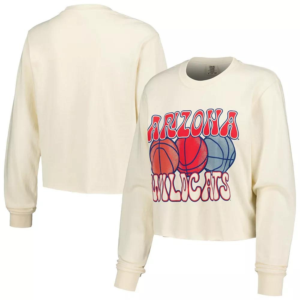 Women's Natural Arizona Wildcats Comfort Colors Basketball Cropped Long Sleeve T-Shirt, Size: XL, Beige Product Image