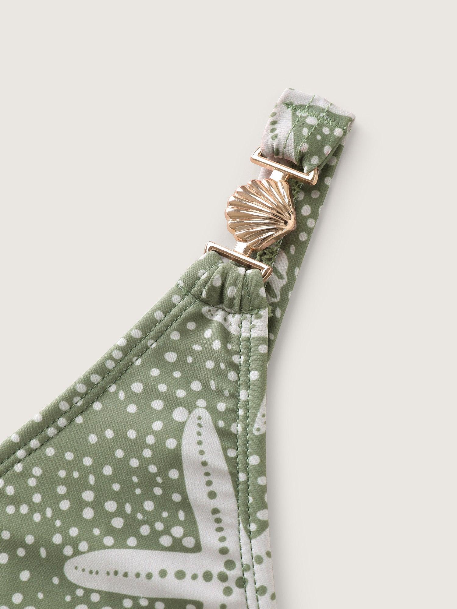 Ocean Print Metal Buckle Swim Dress Female Product Image