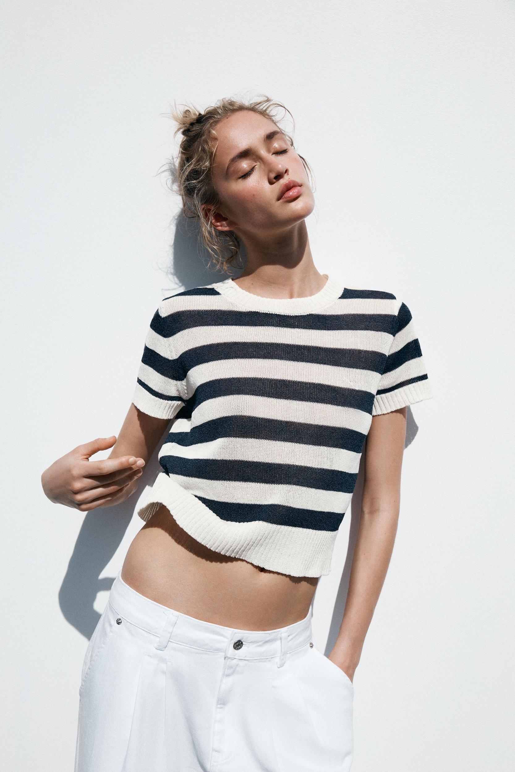 STRIPED KNIT TOP Product Image