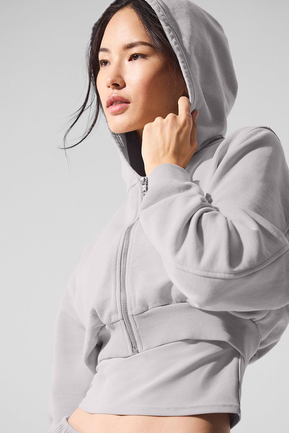 Washed Sweet Escape Zip Up Hoodie - Grey Sky Wash Product Image