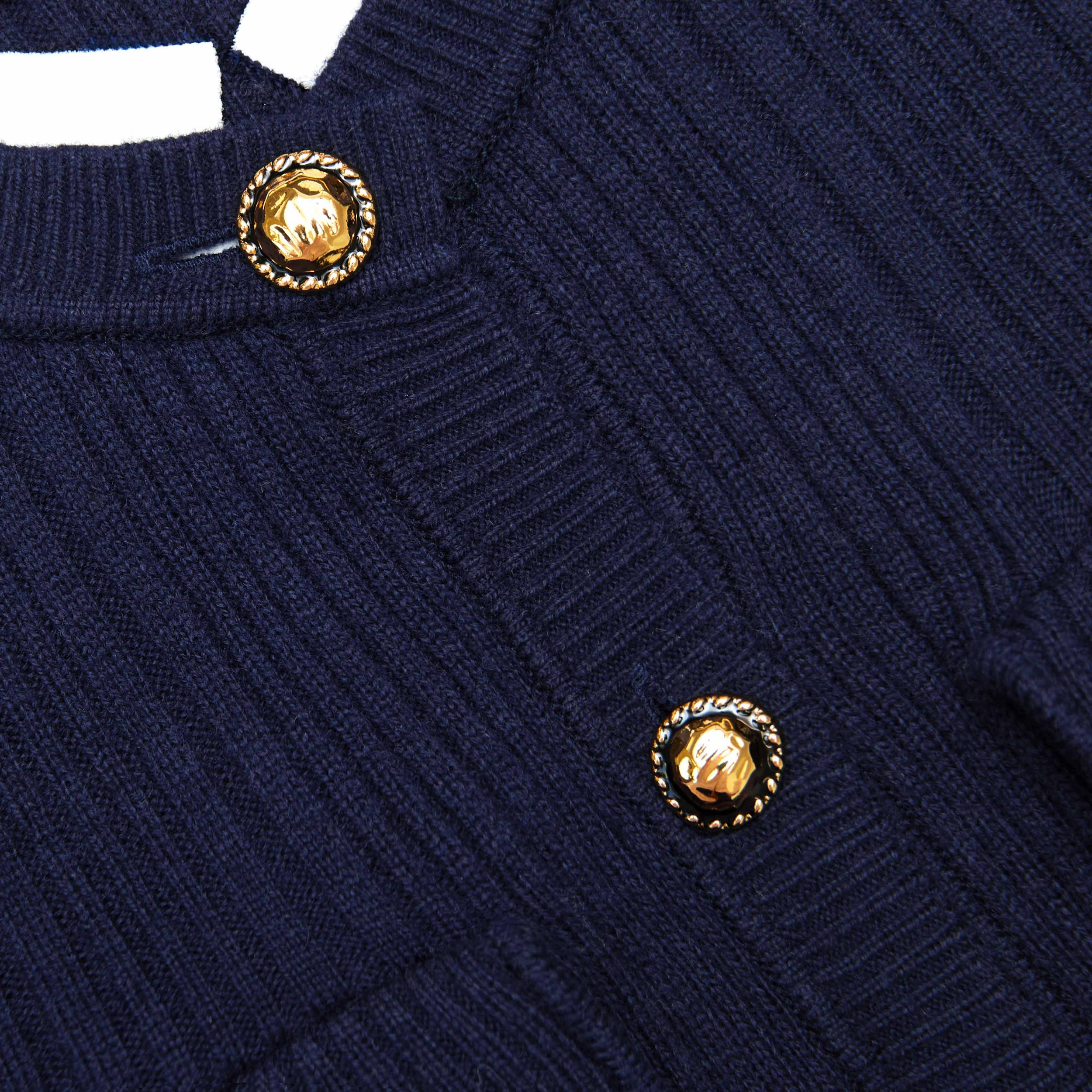 Navy Knit Taffeta Midi Dress Product Image