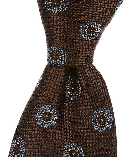 Daniel Cremieux Signature Open Medallion Print 3 3/8#double; Woven Silk Tie Product Image