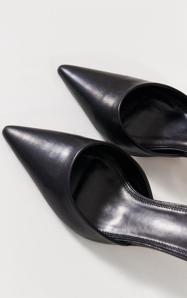 Black PU Point Toe Low Heeled Mules Product Image