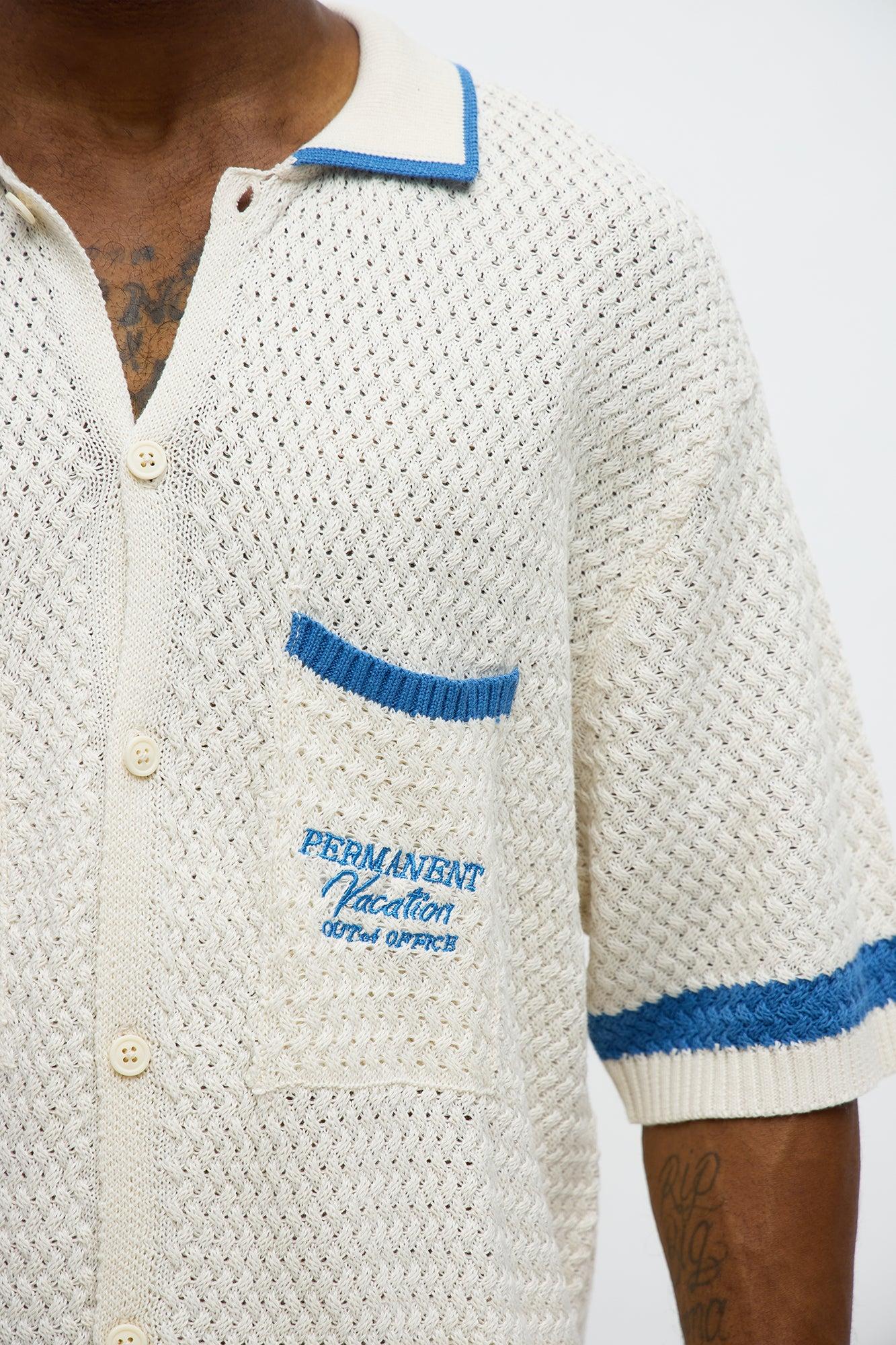 Relaxed Fit Margarita Button Up Shirt - White/Blue Male Product Image