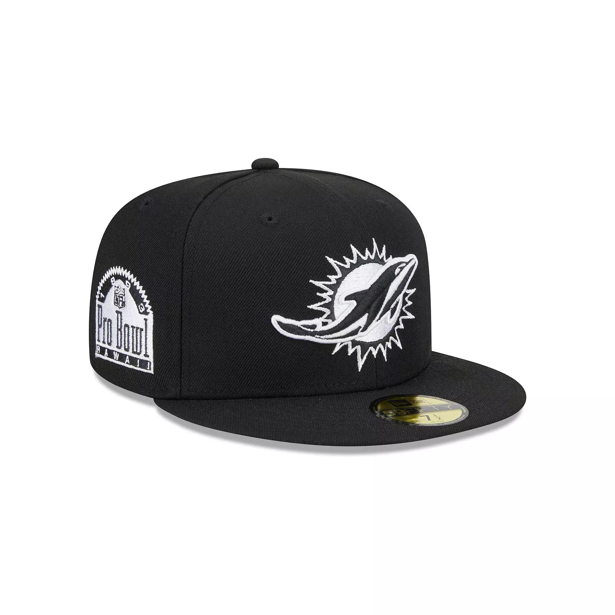 Men's New Era Black Miami Dolphins Main Patch 59FIFTY Fitted Hat,  Product Image