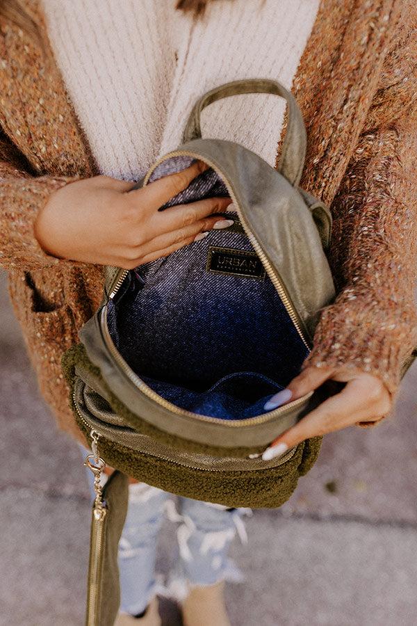 Autumn Color Sherpa Backpack In Olive Product Image