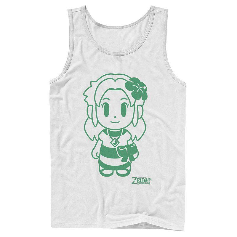Men's Nintendo Legend Of Zelda Links Awakening Marin Green Outline Portrait Tank Top,  Product Image