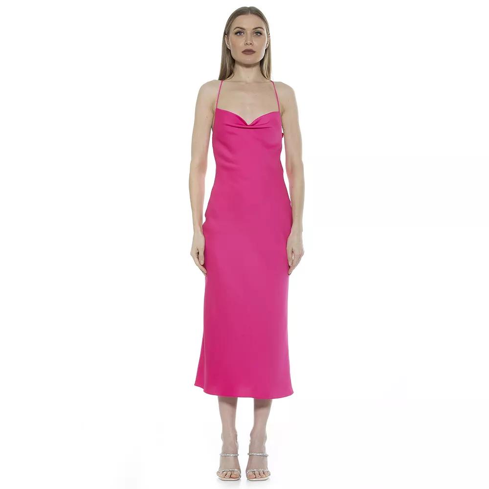 Women's ALEXIA ADMOR Dionne Draped Midi Slip Dress,  Product Image