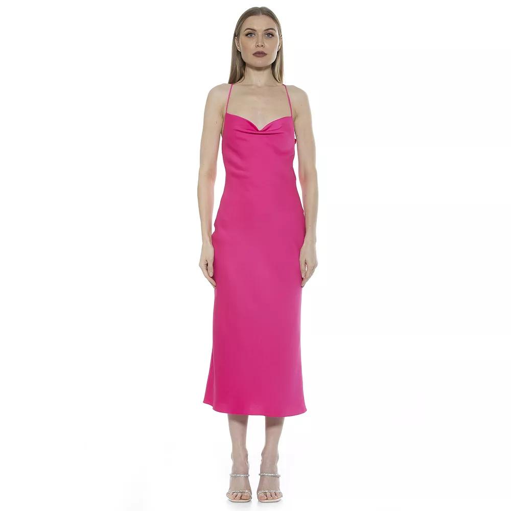 Women's ALEXIA ADMOR Dionne Draped Midi Slip Dress,  Product Image