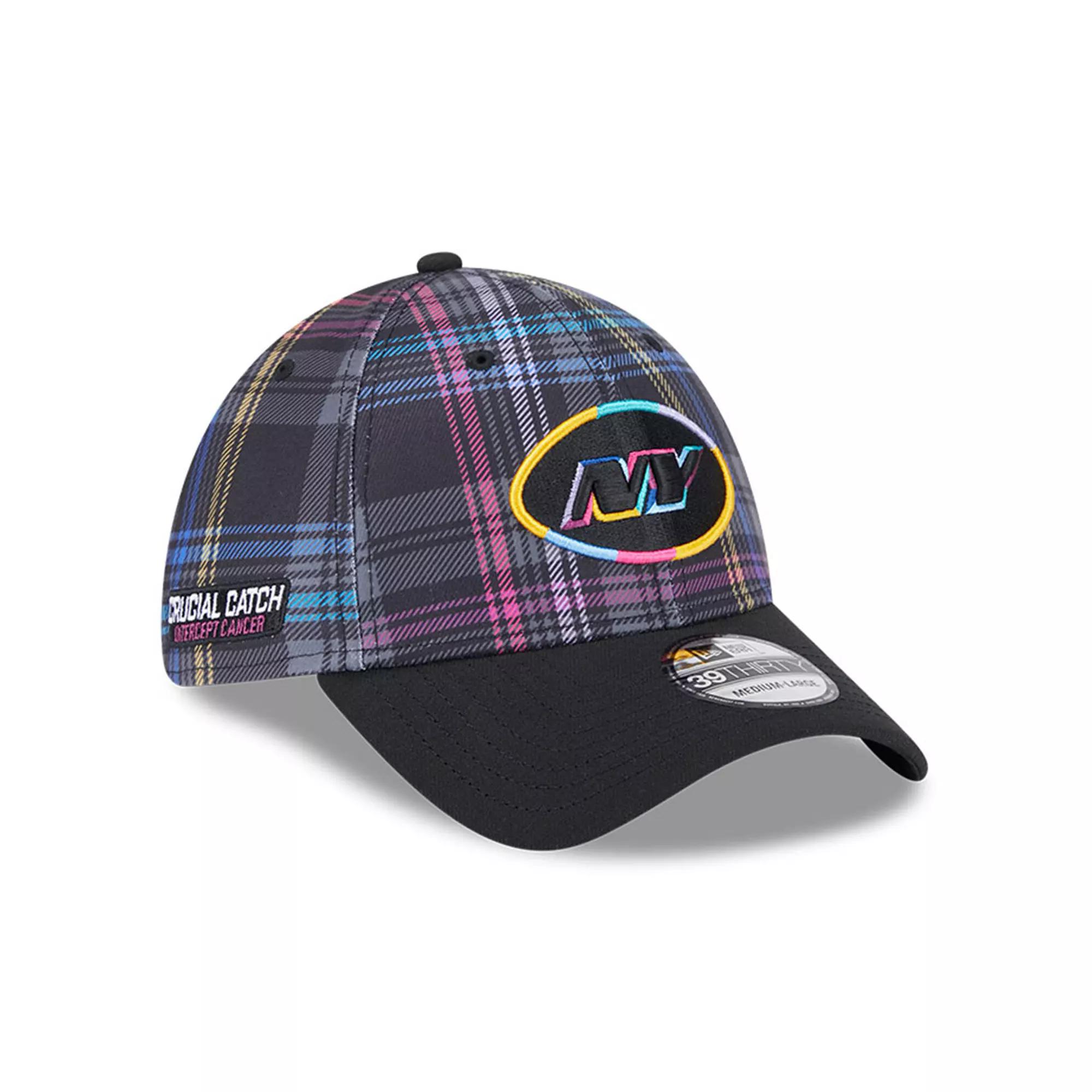 Men's New Era Black New York Jets 2024 NFL Crucial Catch Plaid 39THIRTY Flex Hat,  Product Image