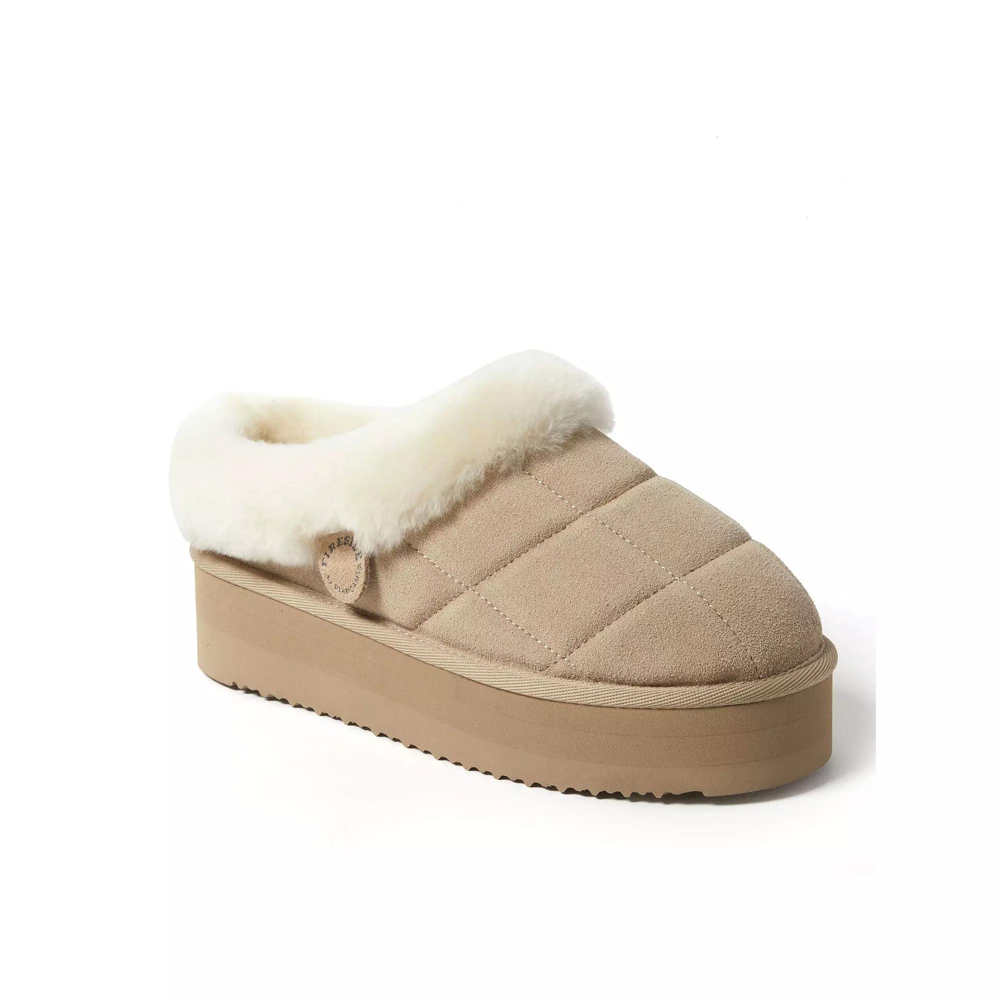 Fireside by Dearfoams Bendigo Womens Puff Platform Suede Clog Slippers Pink Dust Product Image