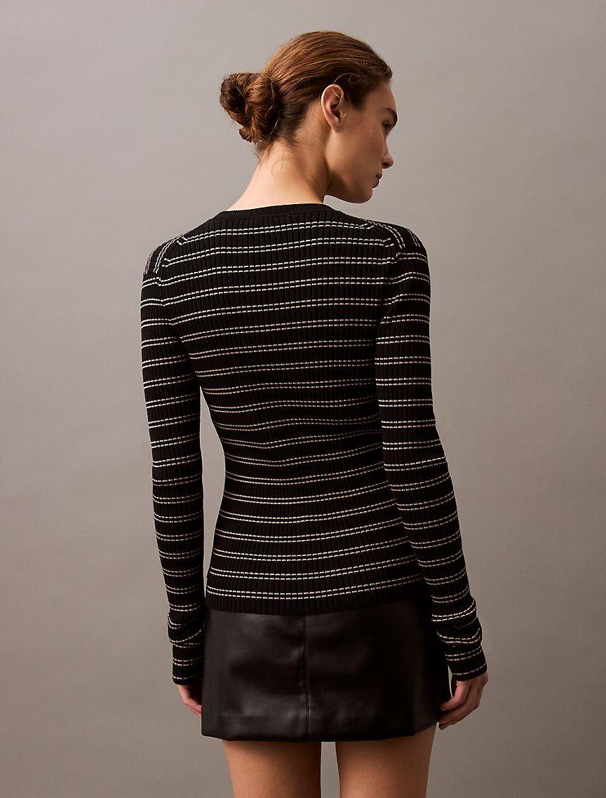Smooth Cotton Rib Stripe Sweater Product Image