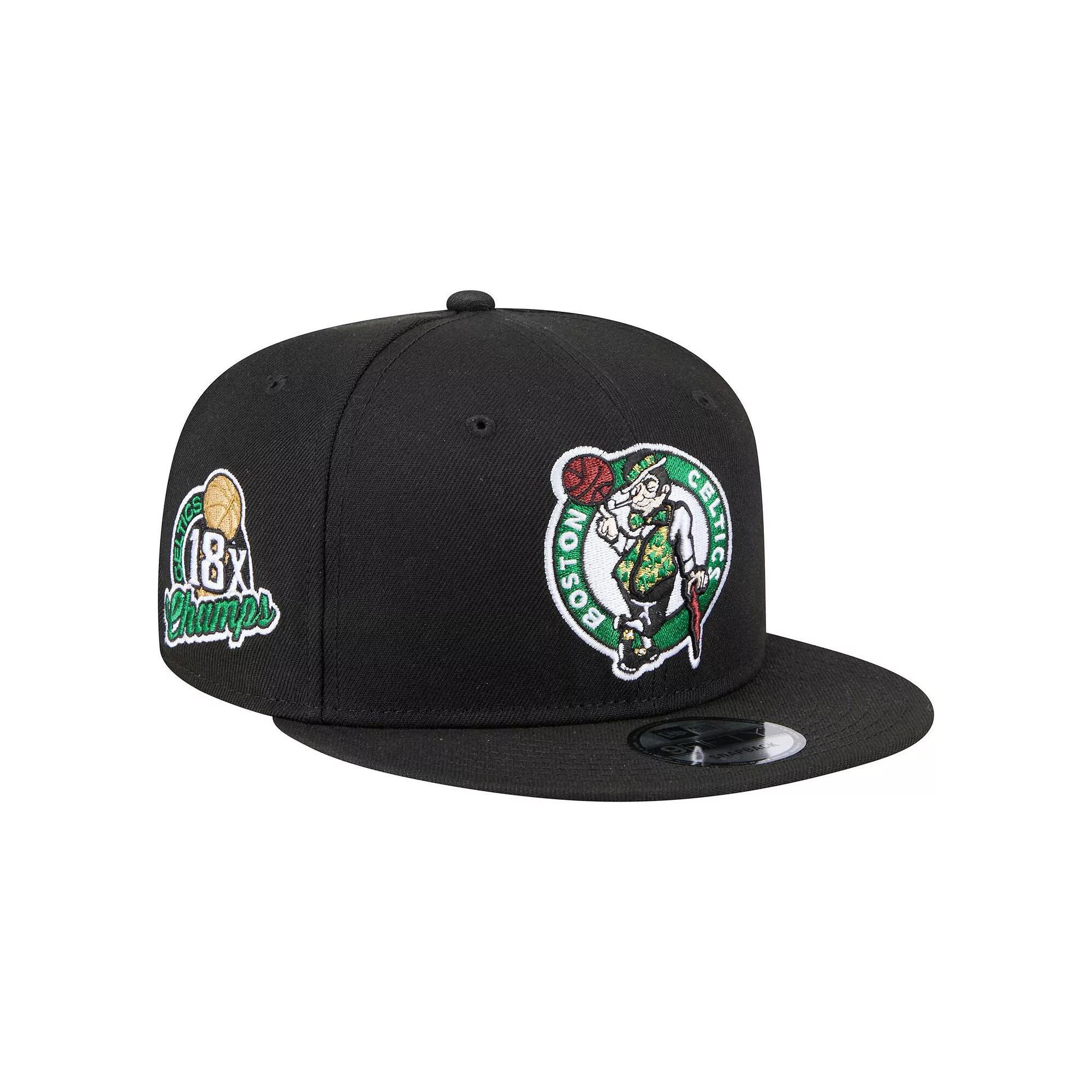 Men's New Era Black Boston Celtics Logo 18x Champs 9FIFTY Snapback Hat Product Image