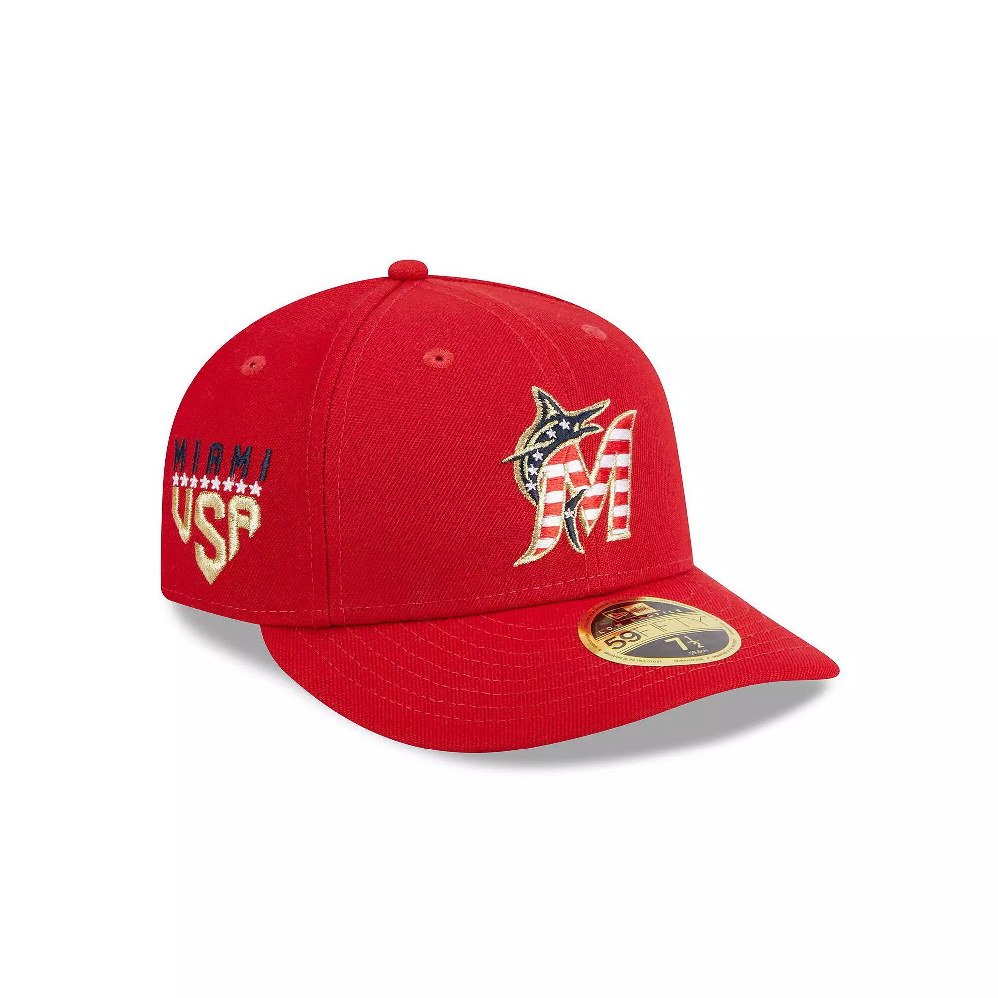 Men's New Era Red Miami Marlins 2023 Fourth of July Low Profile 59FIFTY Fitted Hat,  Product Image