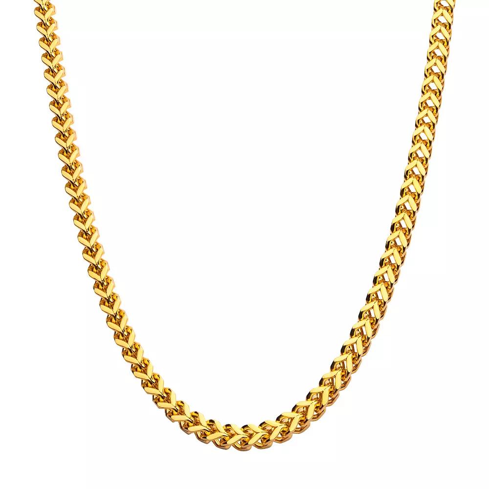 18k Gold Over Stainless Steel 8 mm Franco Chain Necklace, Men's, Size: 26", Gold Tone 8mm Product Image