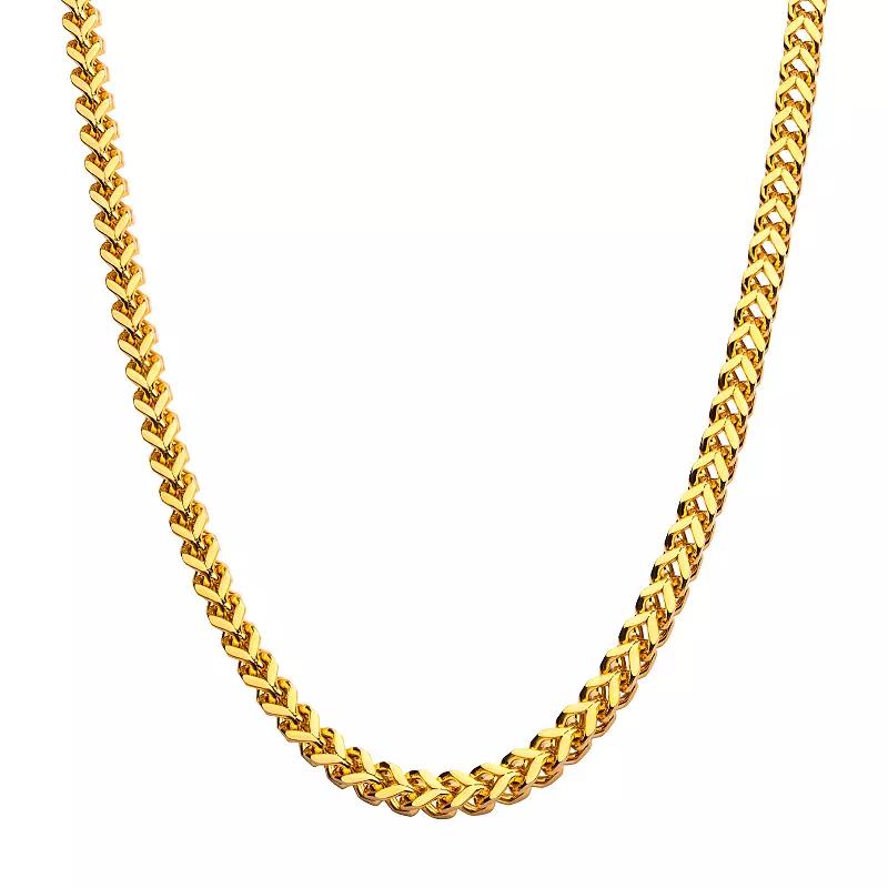 18k Gold Over Stainless Steel 8 mm Franco Chain Necklace, Men's, Size: 26", Gold Tone 8mm Product Image