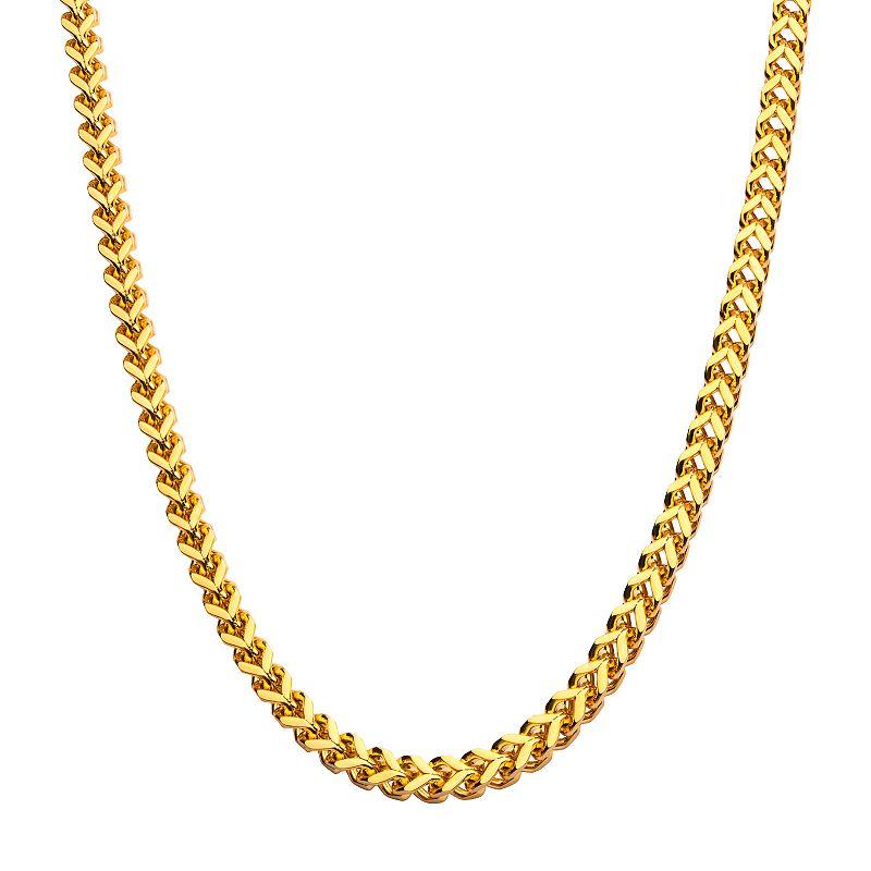 18k Gold Over Stainless Steel 8 mm Franco Chain Necklace, Men's, Size: 26", Gold Tone 8mm Product Image