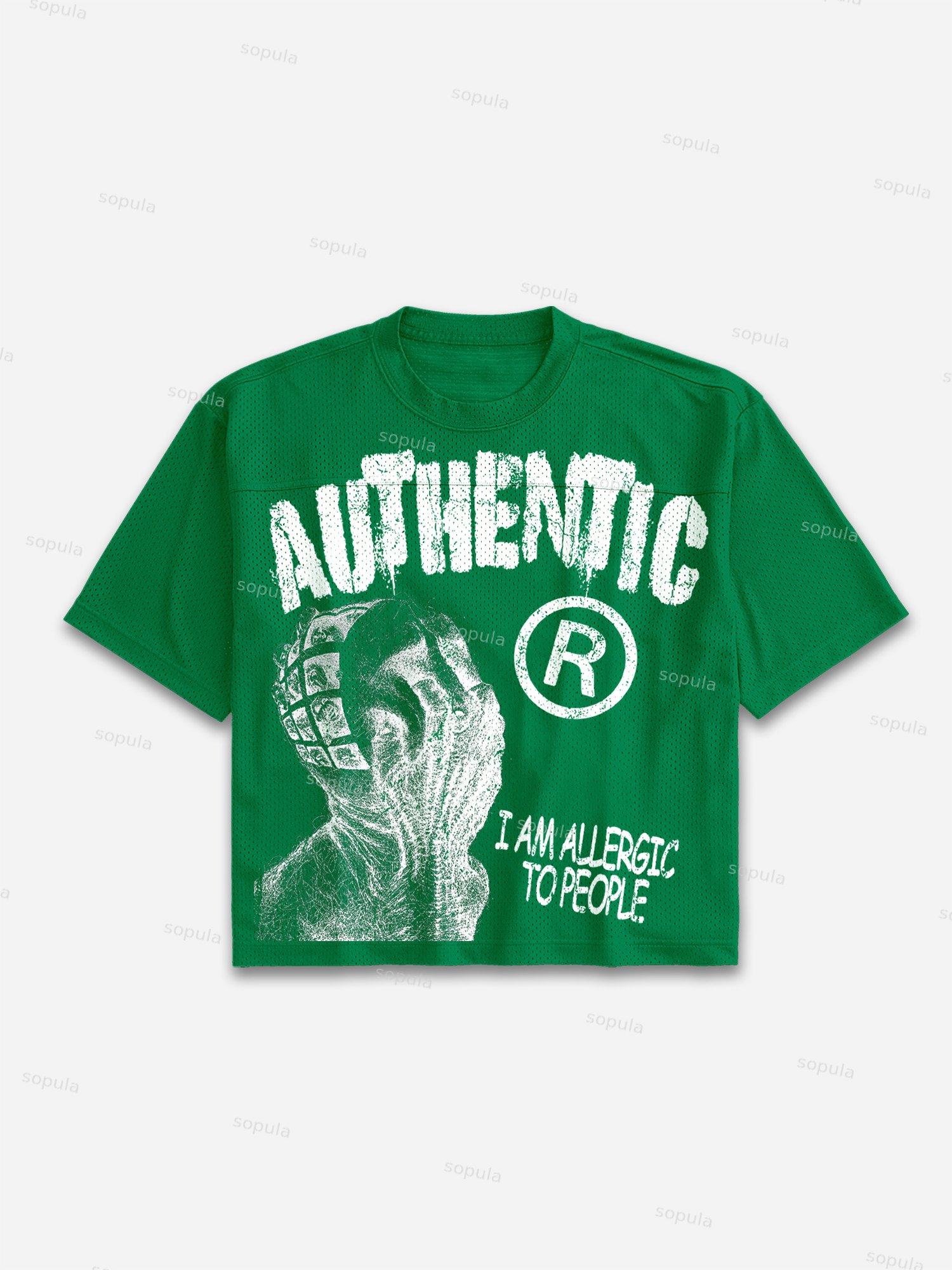 I Am Allergic To People Graphic Print Mesh Football Jersey T-shirt Product Image