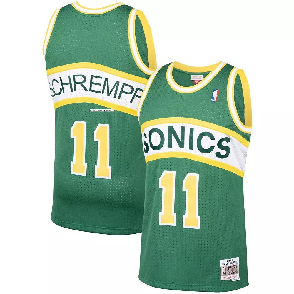 Men's Mitchell & Ness Detlef Schrempf Green Seattle SuperSonics 1994-95 Hardwood Classics Swingman Player Jersey, Size: Small, Nba Green Product Image