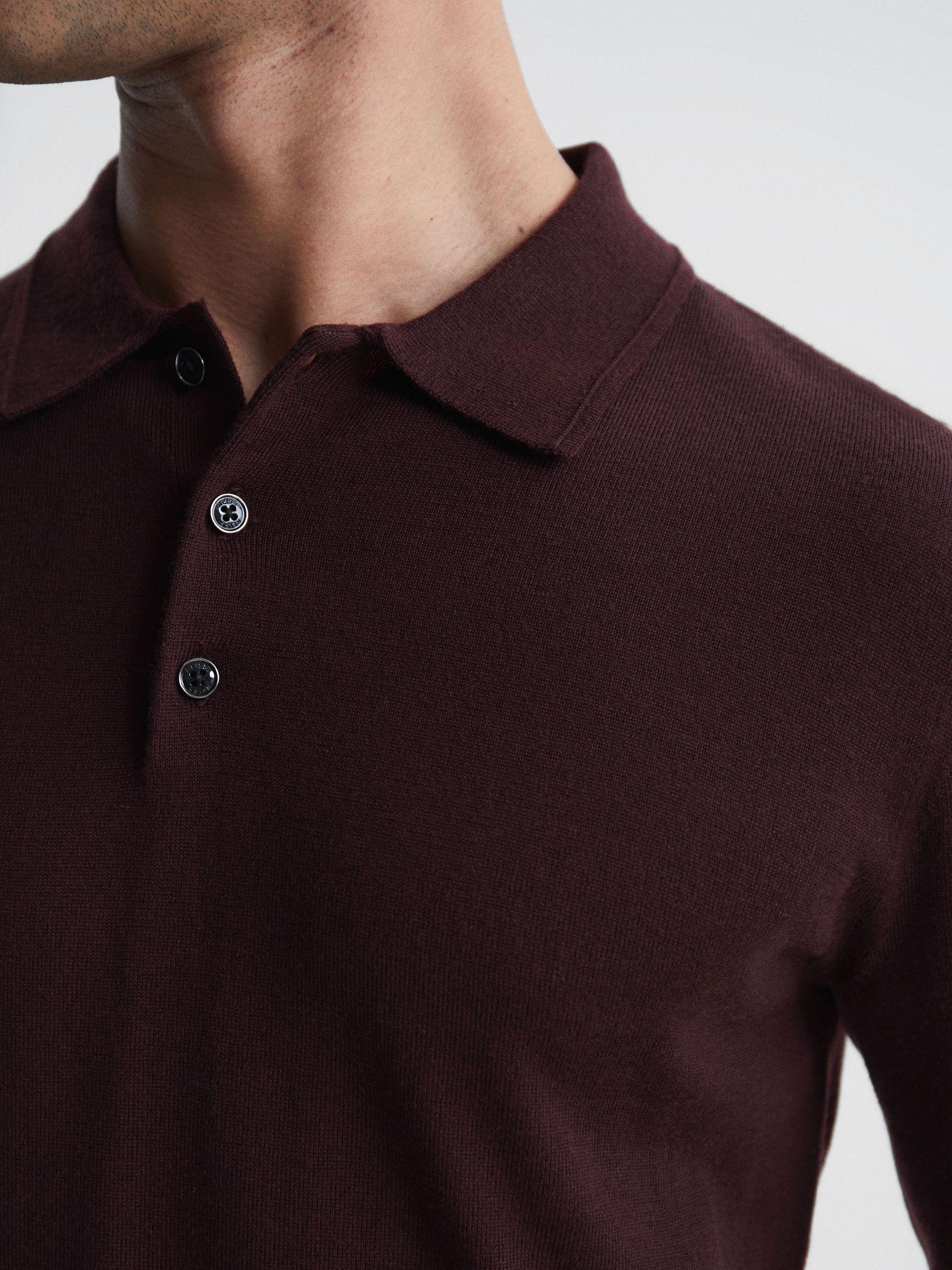 Merino Wool Polo Shirt in Bordeaux Product Image