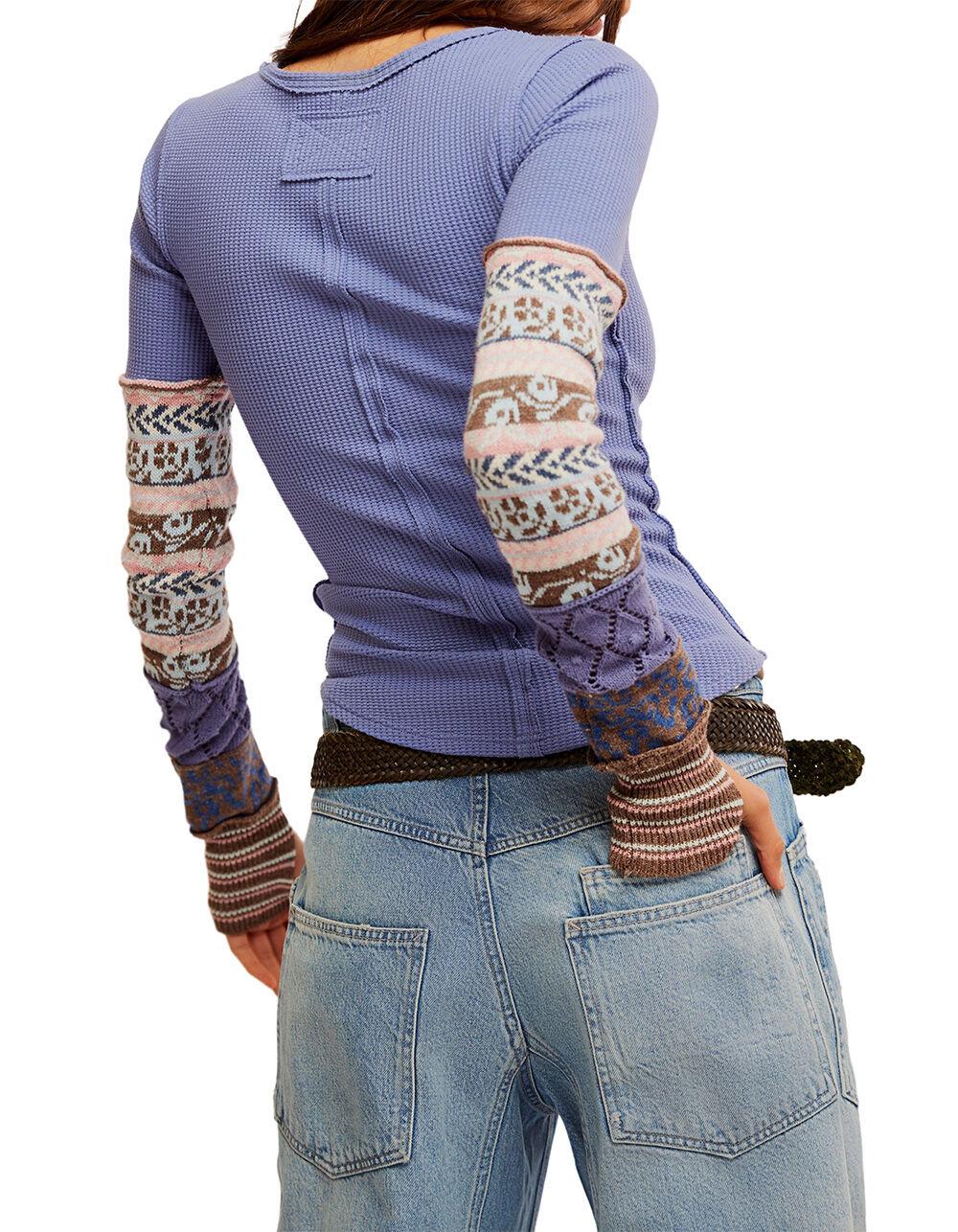 FREE PEOPLE All In Cuff Womens Long Sleeve Top - BLUE COMBO Product Image