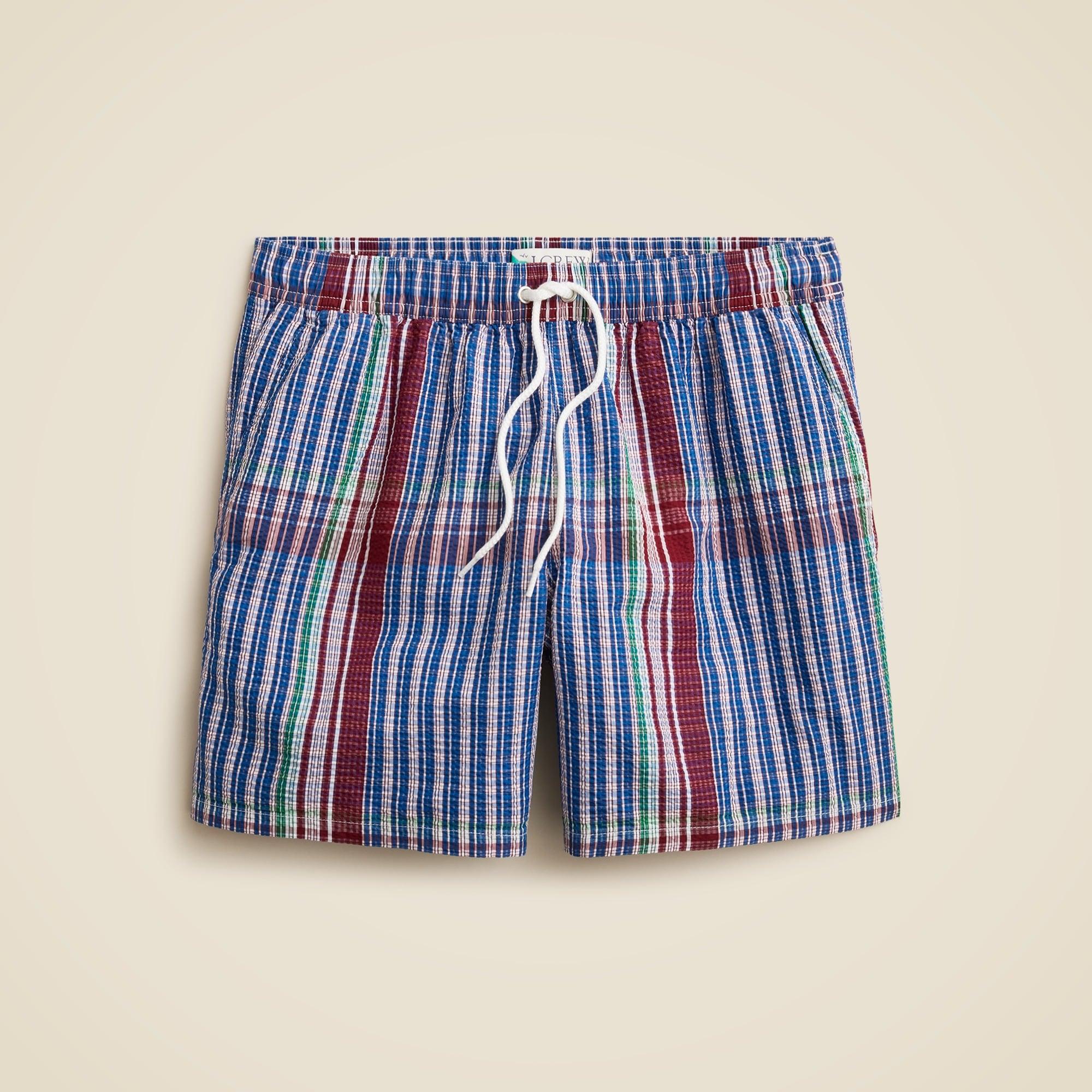 6" swim trunk in seersucker plaid Product Image