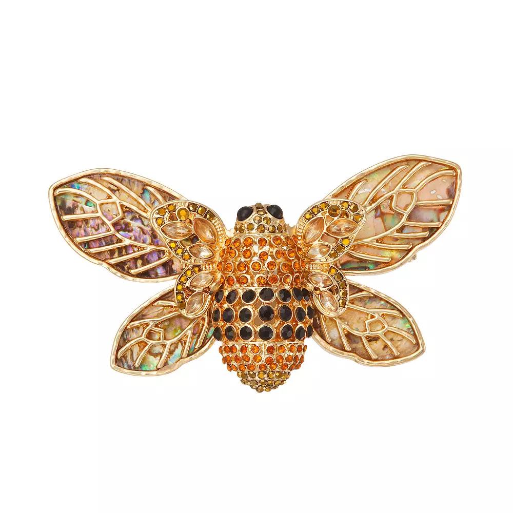 Napier Gold Tone Bee Pin, Women's, Brown Product Image