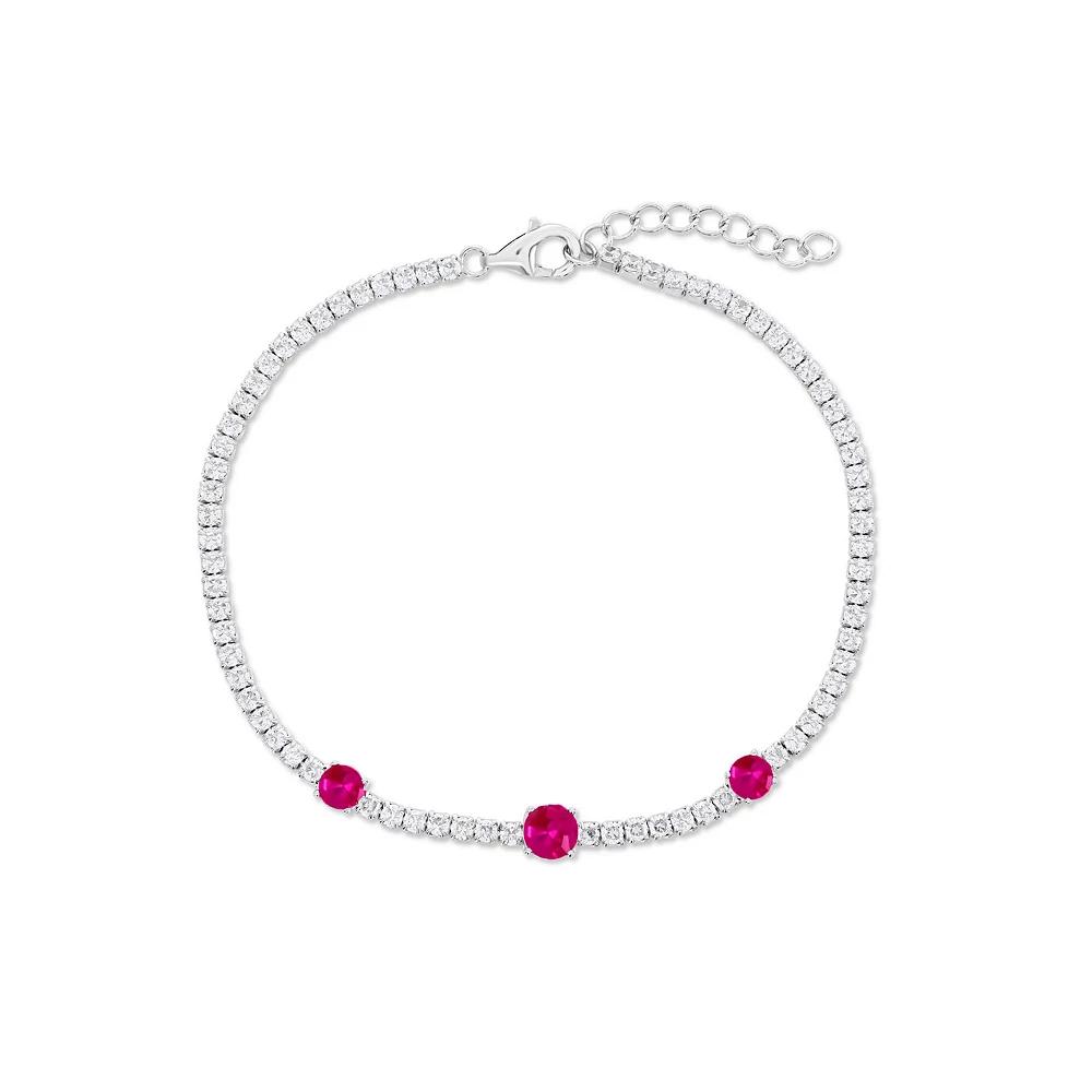 Argento Bella Sterling Silver Cubic Zirconia Tennis Bracelet, Women's, Size: 7-8" ADJ, Red Product Image
