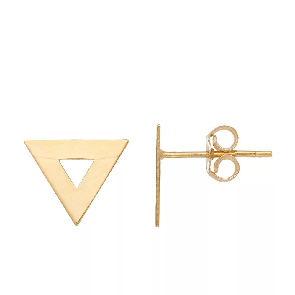 14k Yellow Gold Open Triangle Stud Earrings, Women's, 14k Gold Product Image