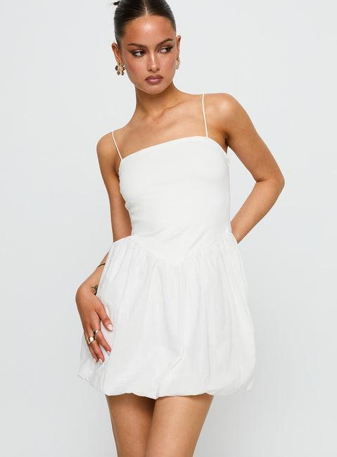 Vista Amora Bubble Hem Mini Dress White Product Image