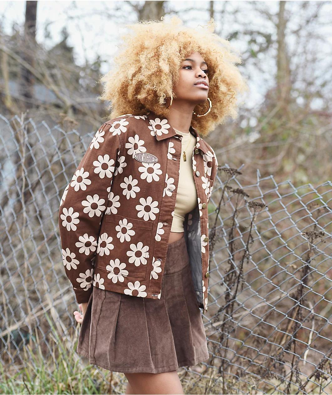 Your Highness Hazy Daisy Brown Chore Jacket Product Image