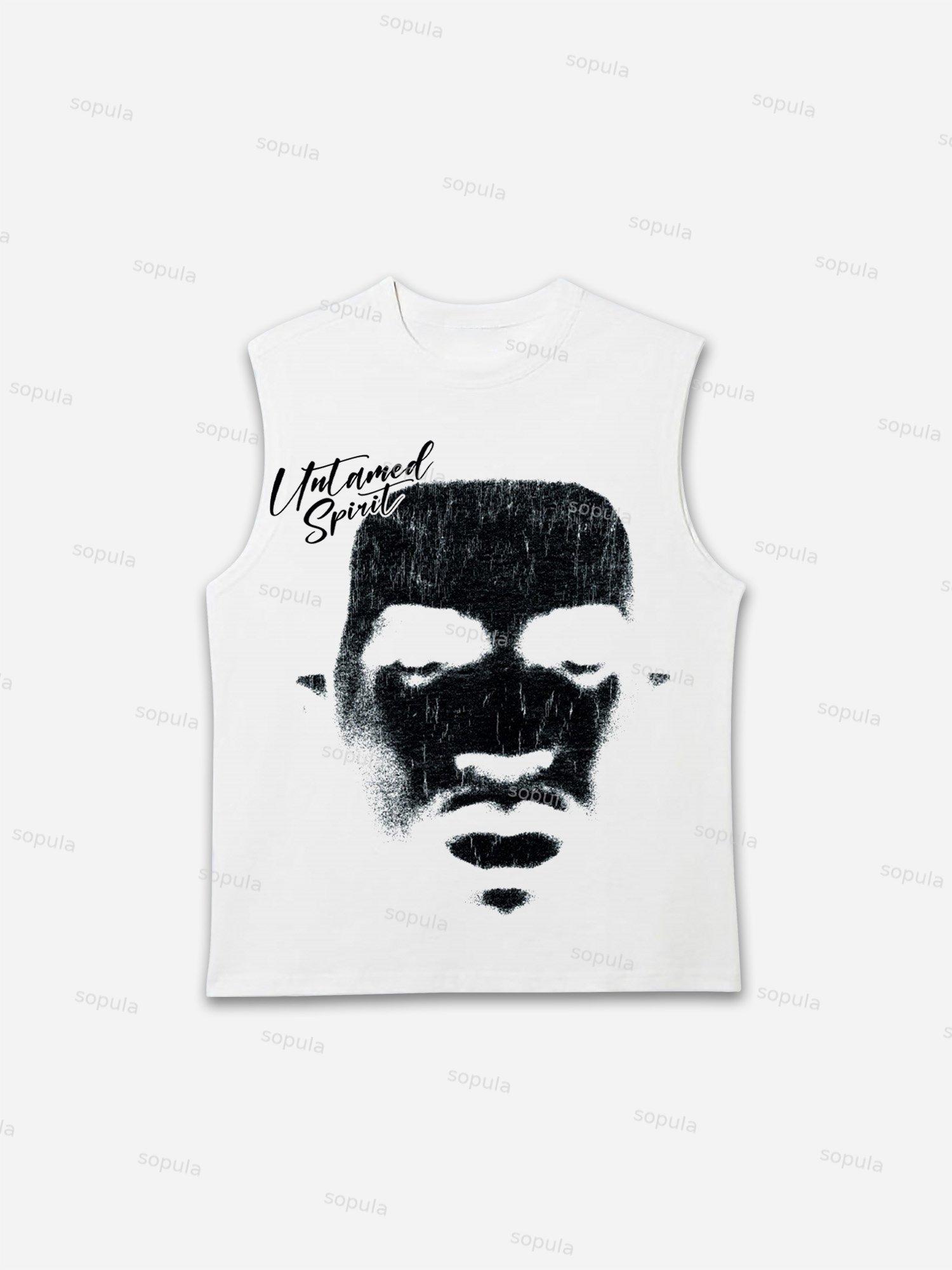 Untamed Spirit Vintage Abstract Human Head Graphic Tank Top Product Image