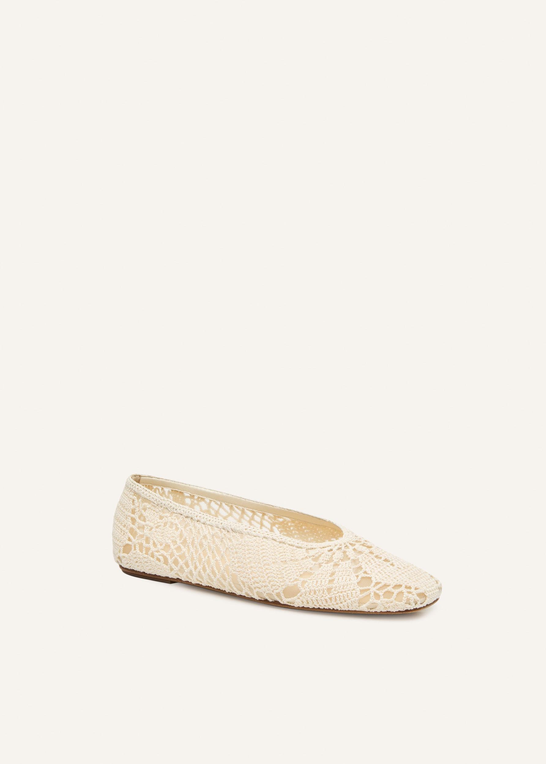 Crochet ballet flats in cream Product Image