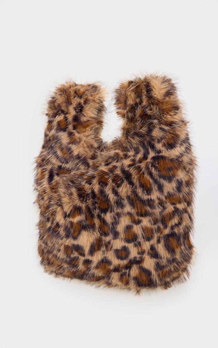 Leopard Faux Fur Tote Handbag Product Image
