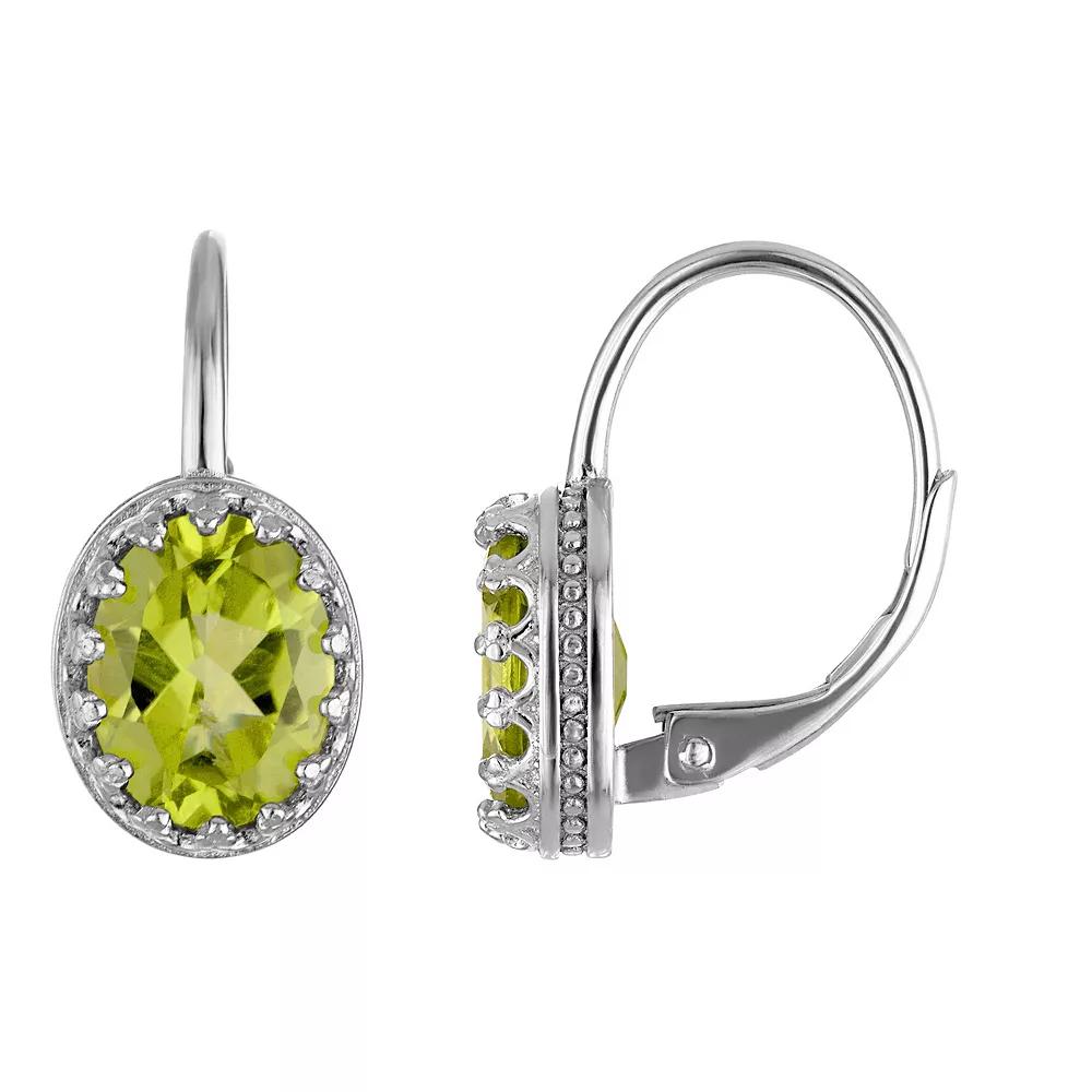 Designs by Gioelli Sterling Silver Gemstone Leverback Earrings, Women's, Cr White Product Image