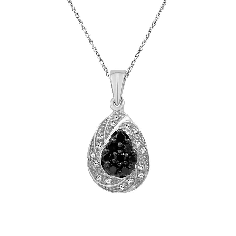 Jewelexcess Sterling Silver 1/4 Carat T.W. Black & White Diamond Pendant Necklace, Women's, Size: 18" Product Image