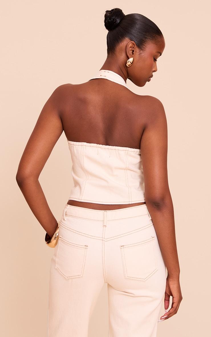 Ecru Halterneck Denim Vest Product Image