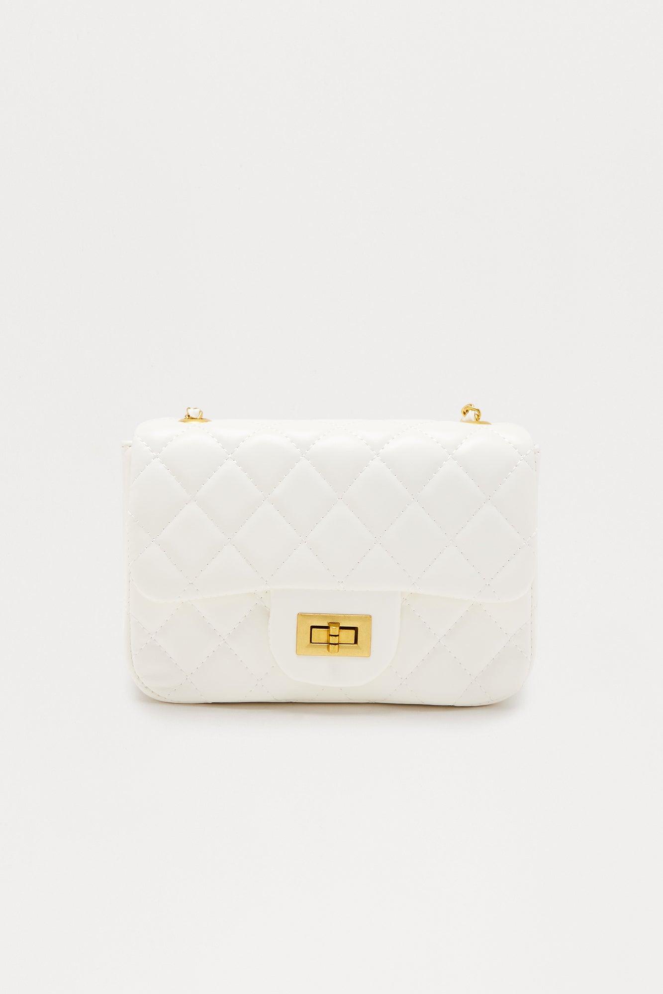 Looks Like It Quilted Faux Leather HandBag - Ivory Product Image