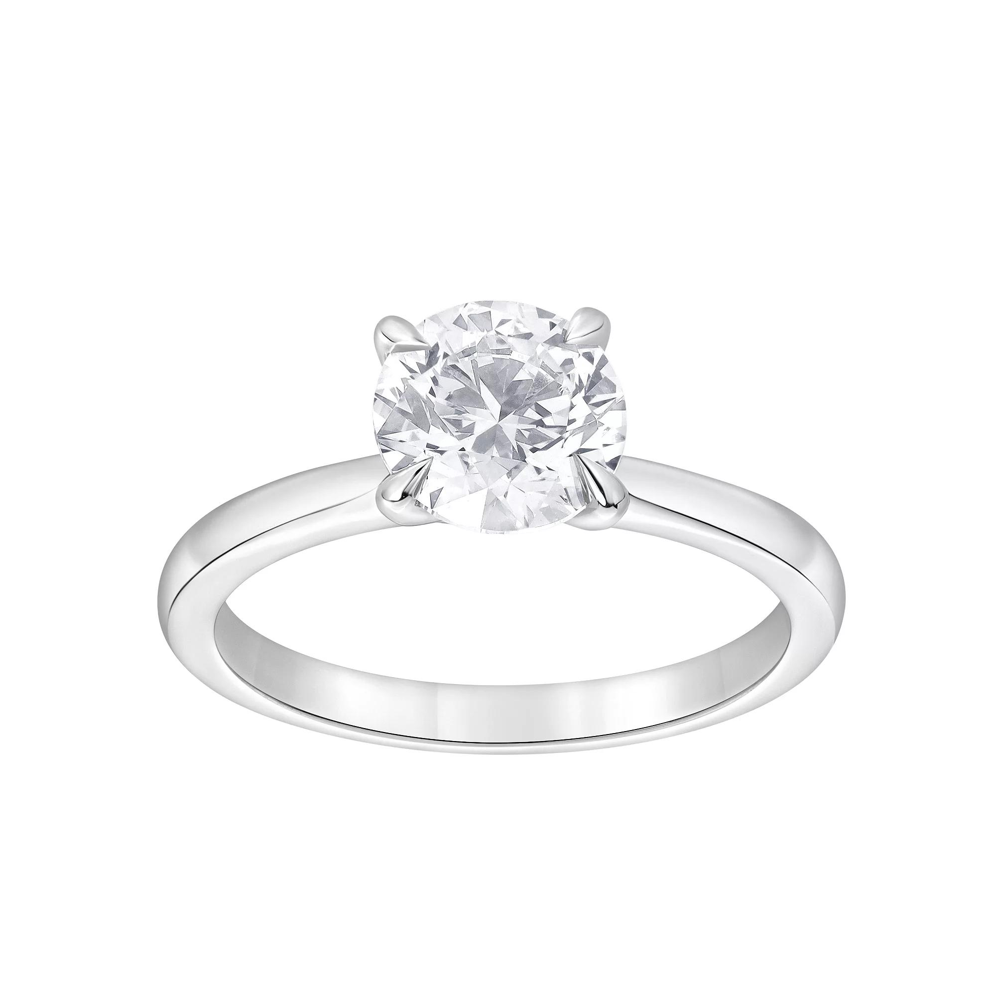 Diamond Brilliance 14k Gold 1 1/2 Carat T.W. Lab-Grown Diamond Round Solitaire Engagement Ring, Women's, Size: 9, 14k White Gold Product Image