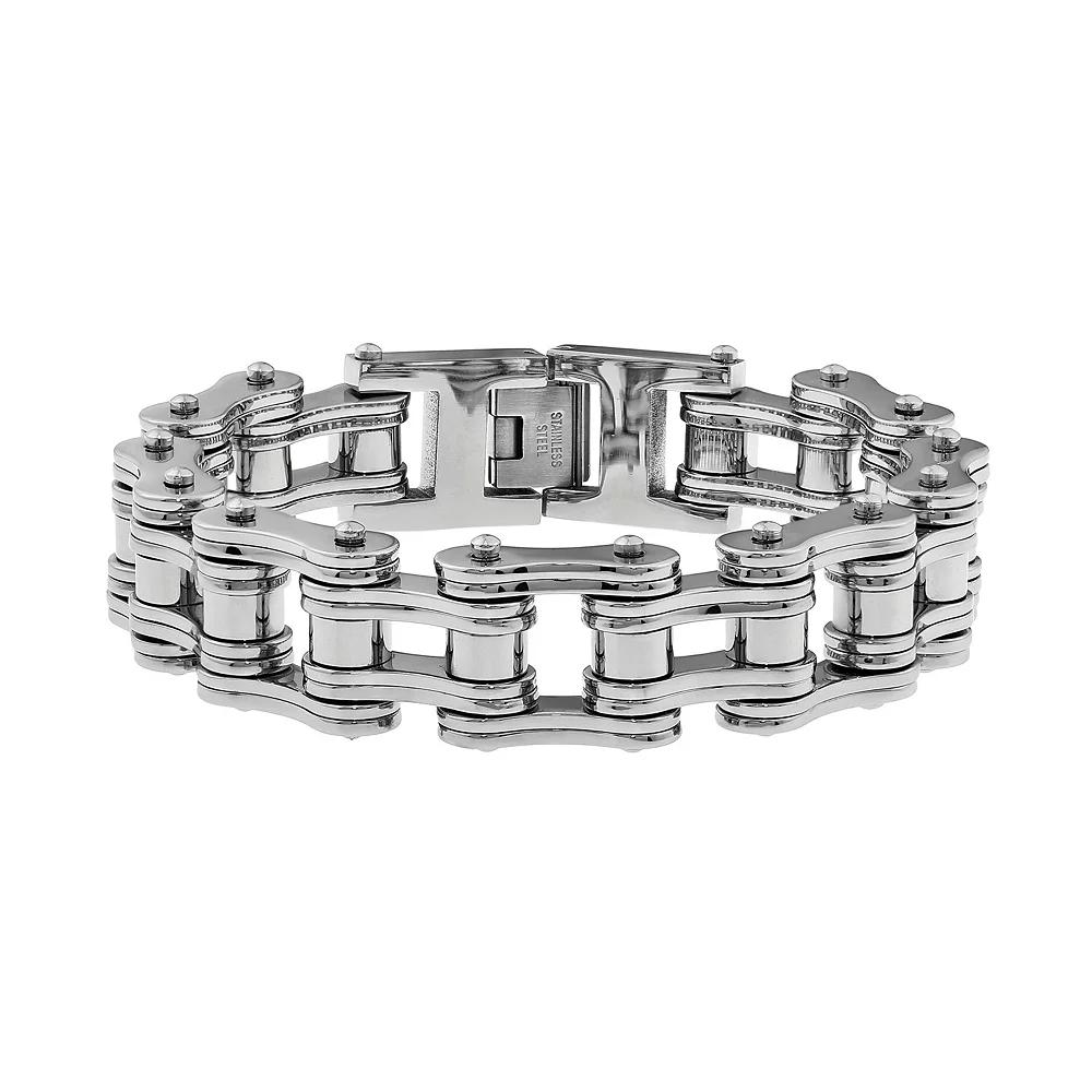 LYNX Stainless Steel Motorcycle Chain Bracelet - Men, Men's, Size: 8.5", Grey Product Image