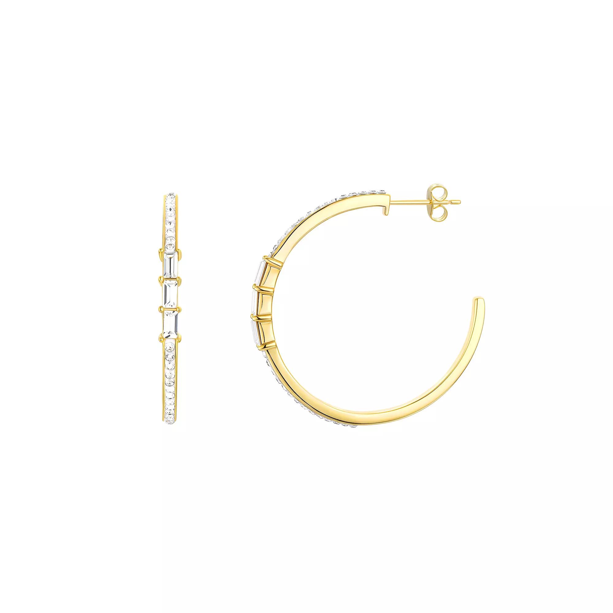 Chrystina Crystal Baguette Hoop Earrings, Women's, Gold Tone Product Image