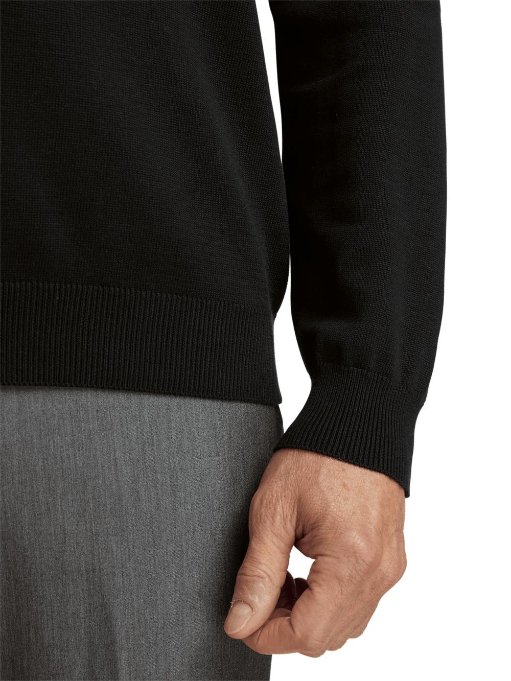 Supima Cotton Mock Neck Sweater - Black Product Image