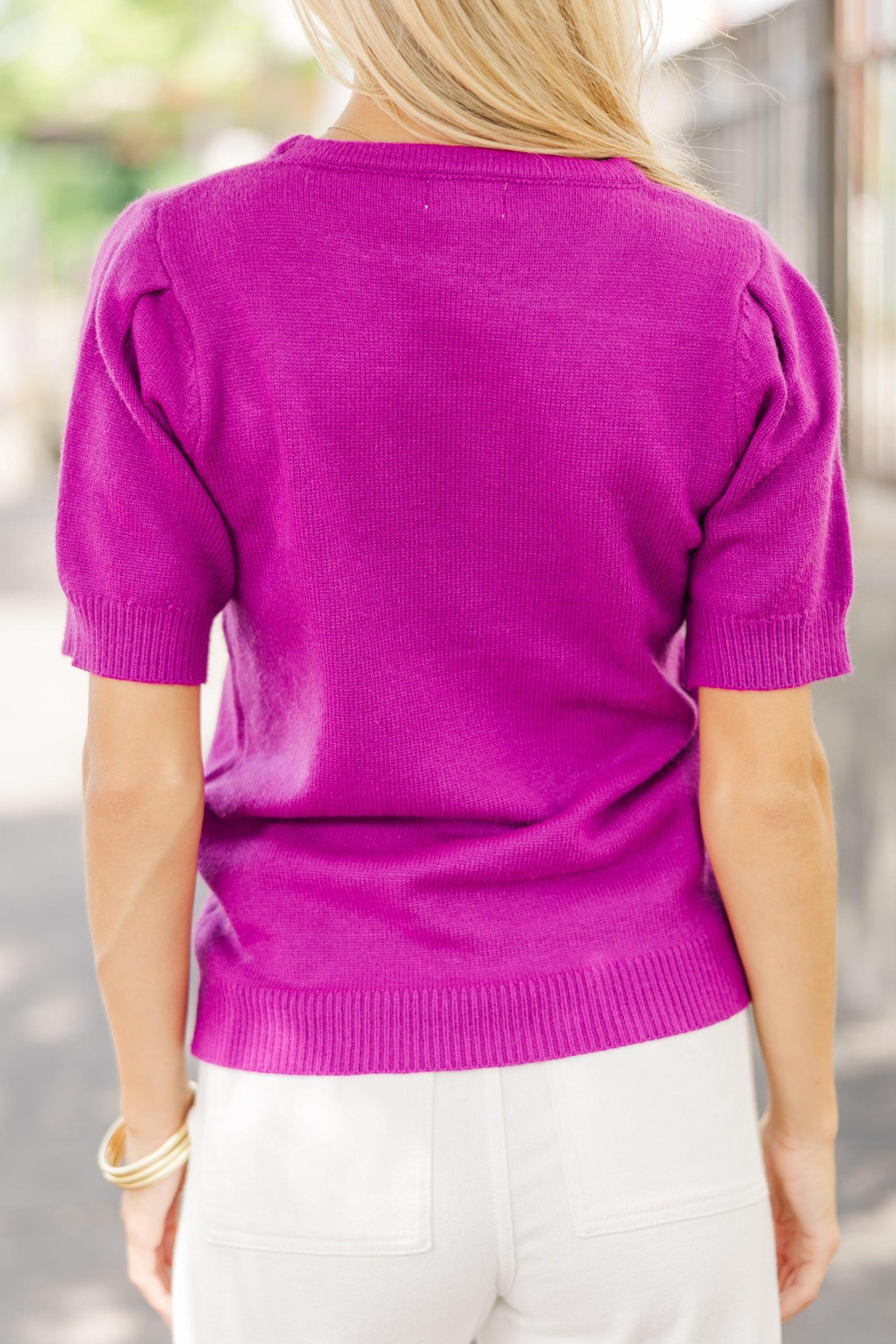 Crowd Pleaser Orchid Purple Short Sleeve Sweater Female Product Image