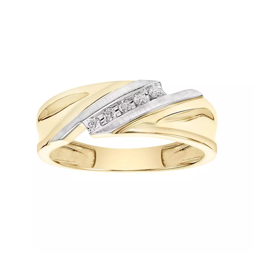 AXL Men's 10k Gold 1/10 Carat T.W. Diamond Bypass Wedding Band, Size: 12, 10k 2 Tone Product Image