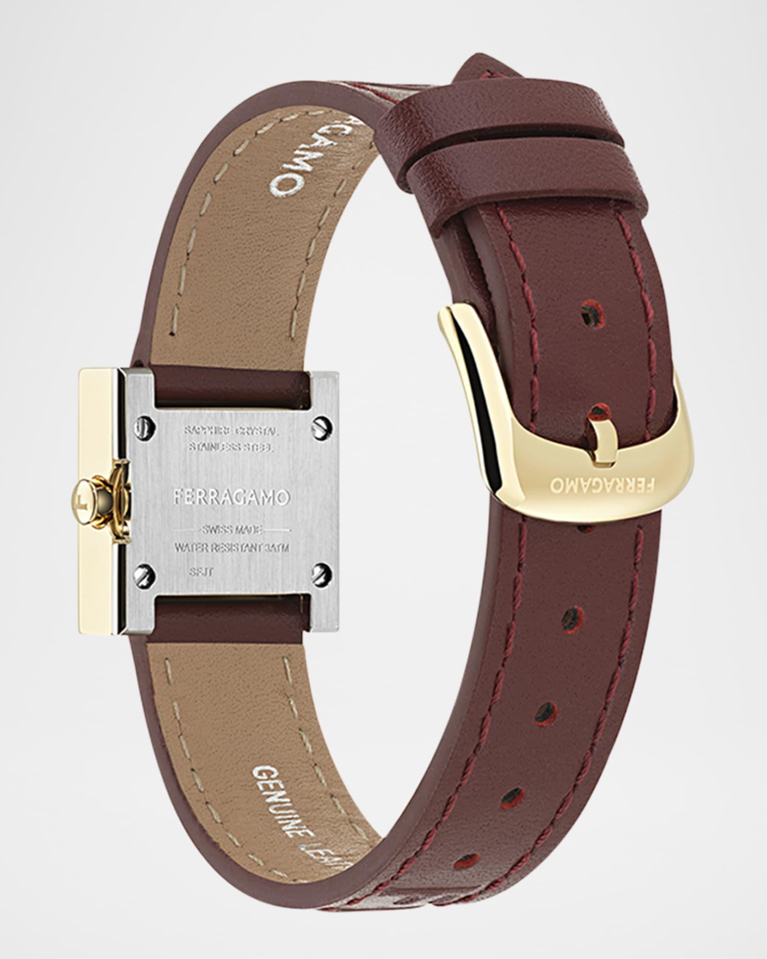 Ferragamo Portrait 20X20MM IP Yellow Gold Leather Watch Product Image