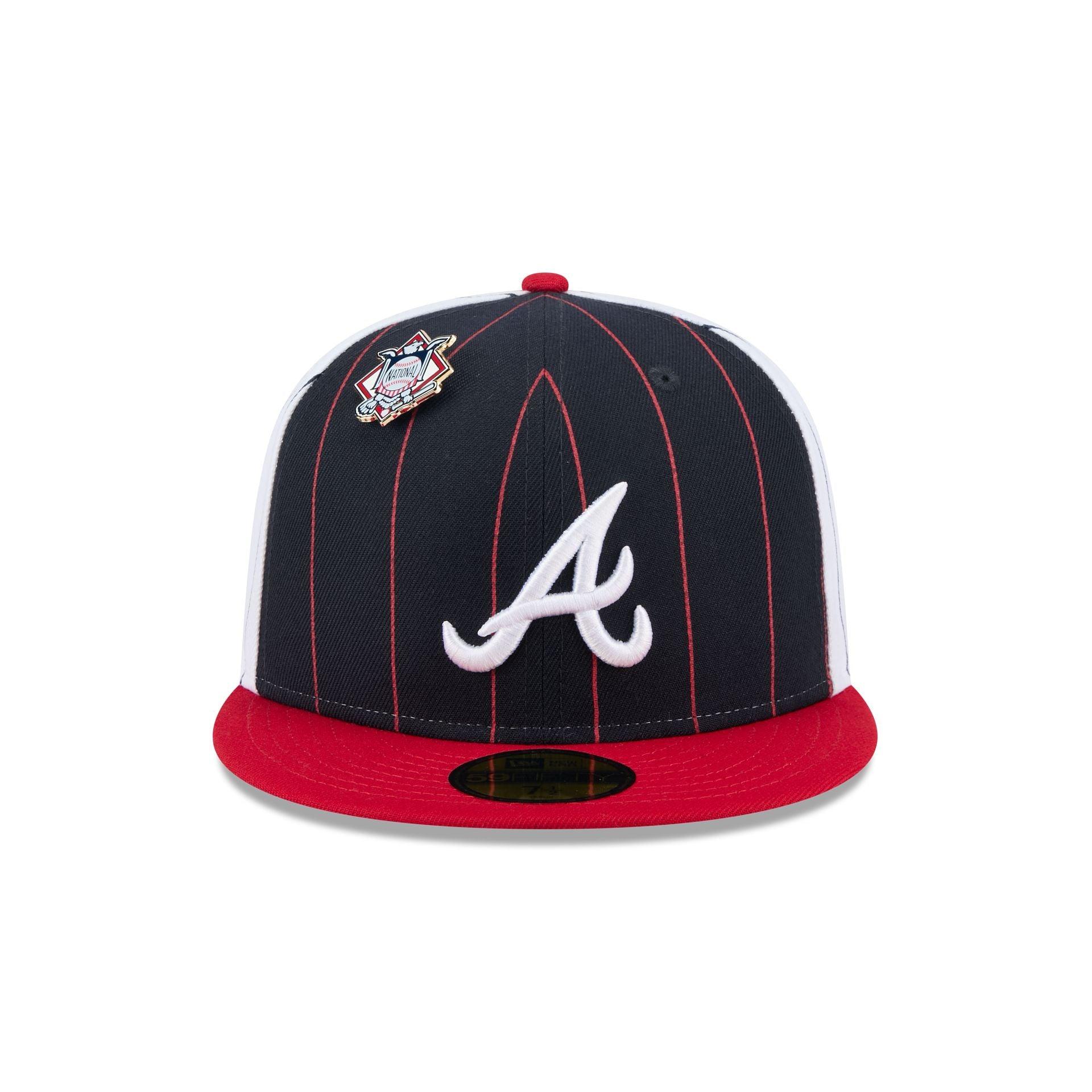 Atlanta Braves Pinstripe League Pin 59FIFTY Fitted Hat Male Product Image