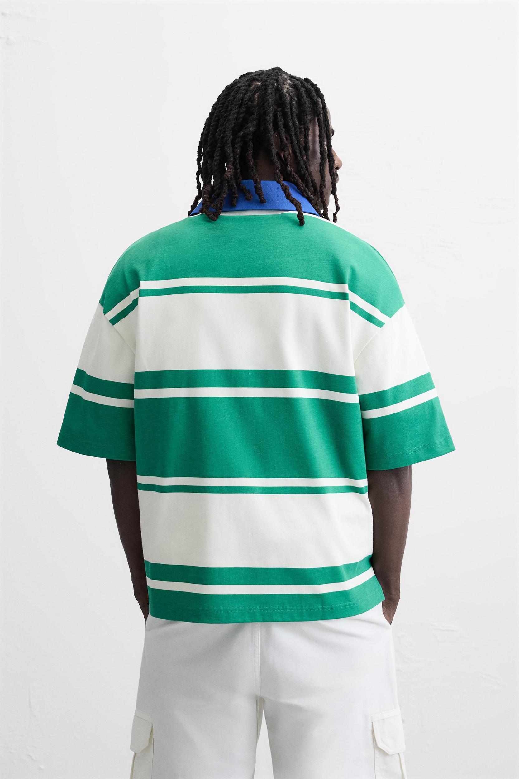 STRIPED TEXT POLO SHIRT Product Image