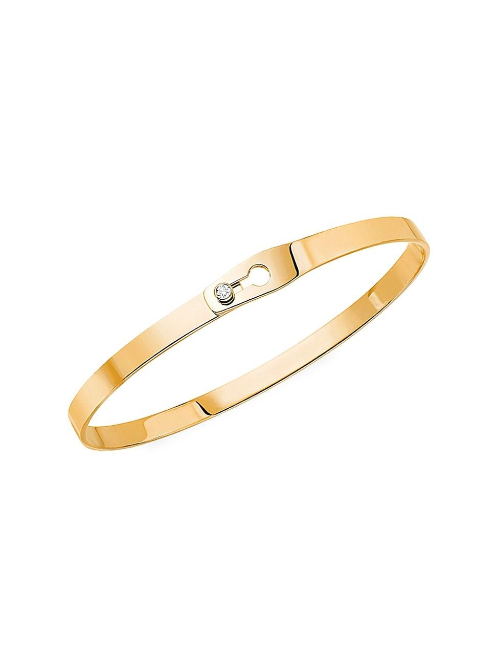 Womens Serrure Ruban 18K Yellow Gold & Diamond Bangle Product Image
