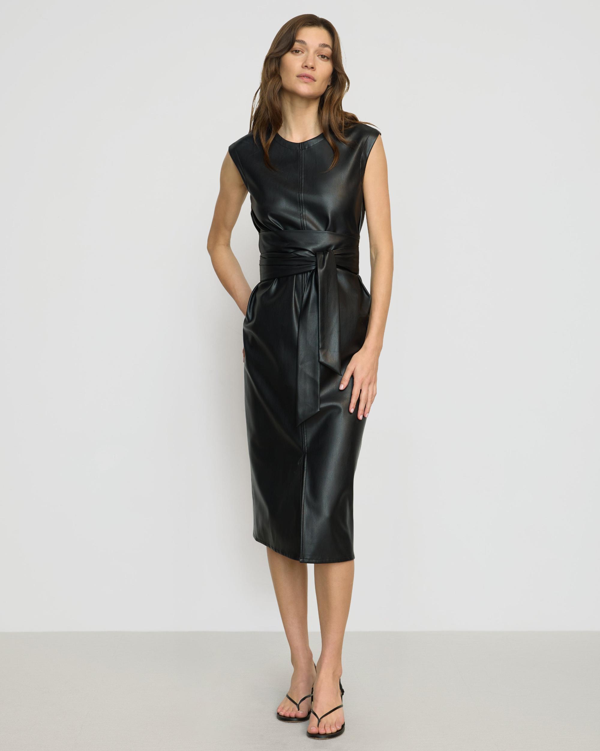 Pilar Vegan Leather Tie-Front Dress Product Image